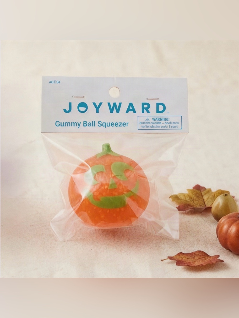 Joyward Halloween Gummy Ball Squeezer Lot of 2 Purple Bat & Orange Pumpkin NIP - Picture 2 of 3